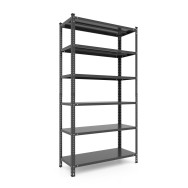 Стелаж металевий 220х90х40 см ЧОРНИЙ 6 полиць з металу РУНА для дому, комори, кухні